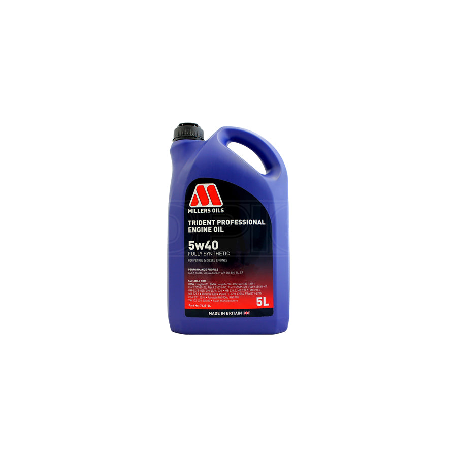 Millers Oils Trident Professional 5W-40 Fully Synthetic Engine Oil 5l