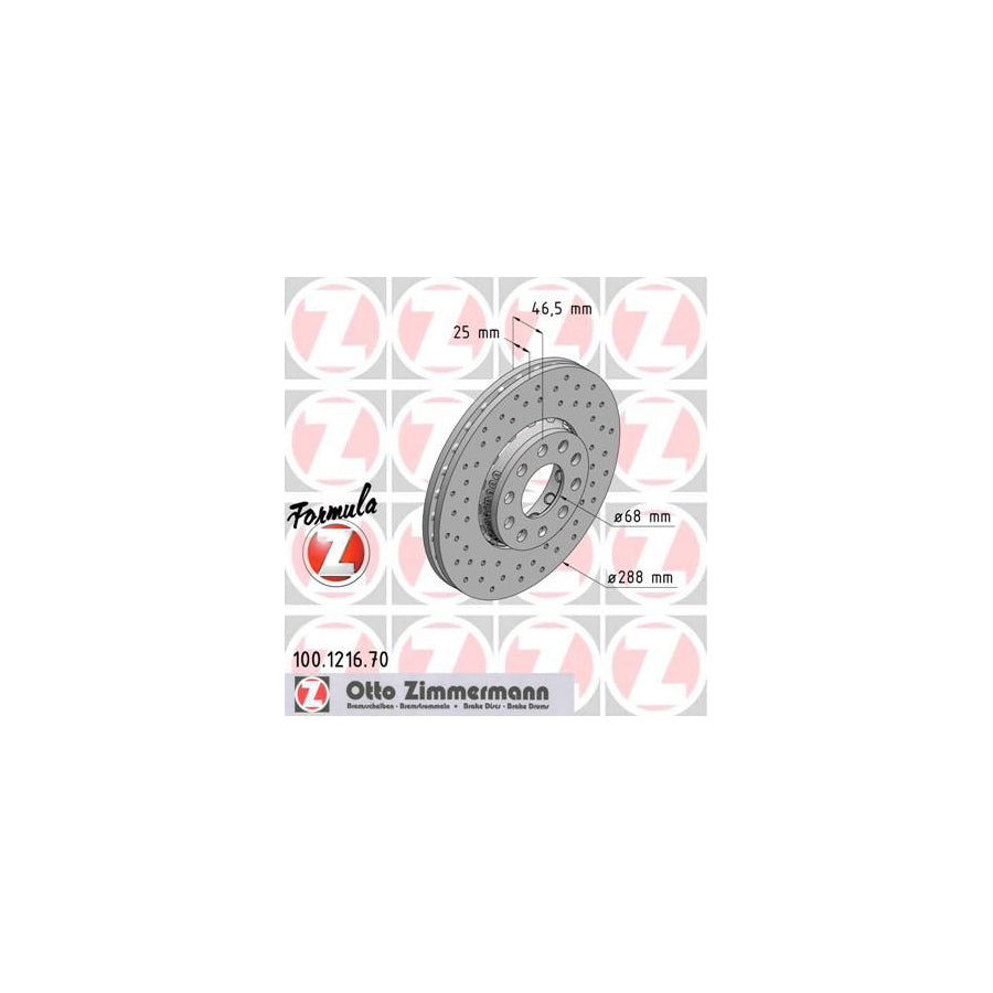 ZIMmERMANN FORMULA Z COAT Z 100 1216 70 Brake Disc Perforated Two piece brake disc Vented Coated