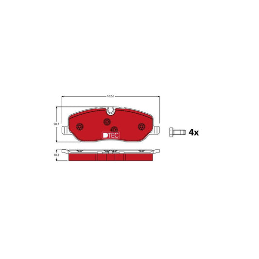 TRW Dtec Cotec Gdb1631Dte Brake Pad Set Prepared For Wear Indicator With Brake Caliper Screws With Accessories