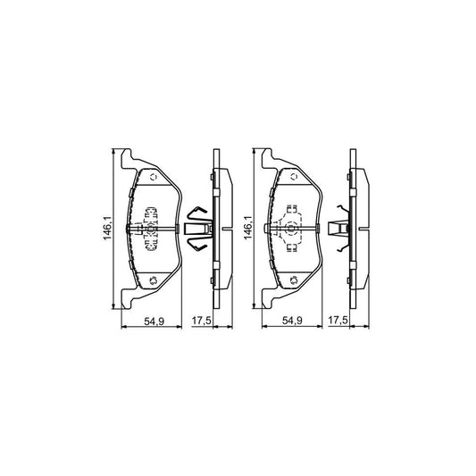 Bosch 0986494683 Brake Pad Set With Anti Squeak Plate With Piston Clip BP1678