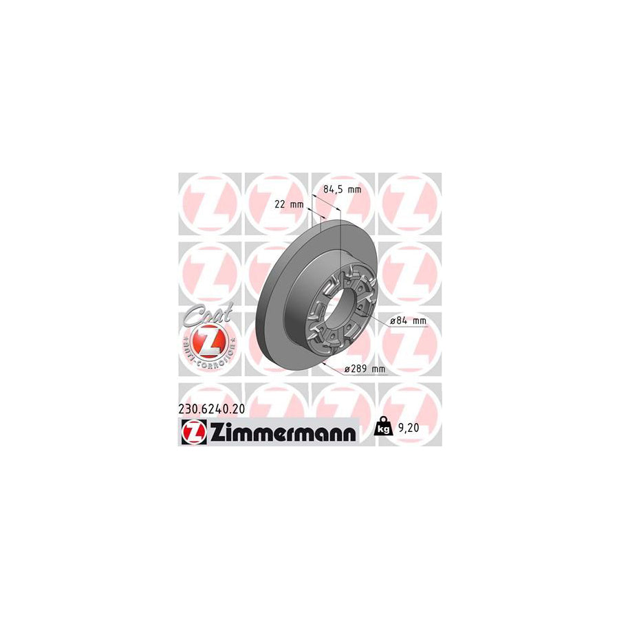 ZIMmERMANN COAT Z 230 6240 20 Brake Disc for IVECO Daily Solid Coated