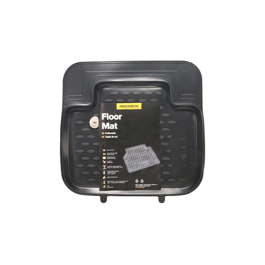 RIDEX 215A0044 Floor mat set Elastomer, Rear, Quantity: 1, Black