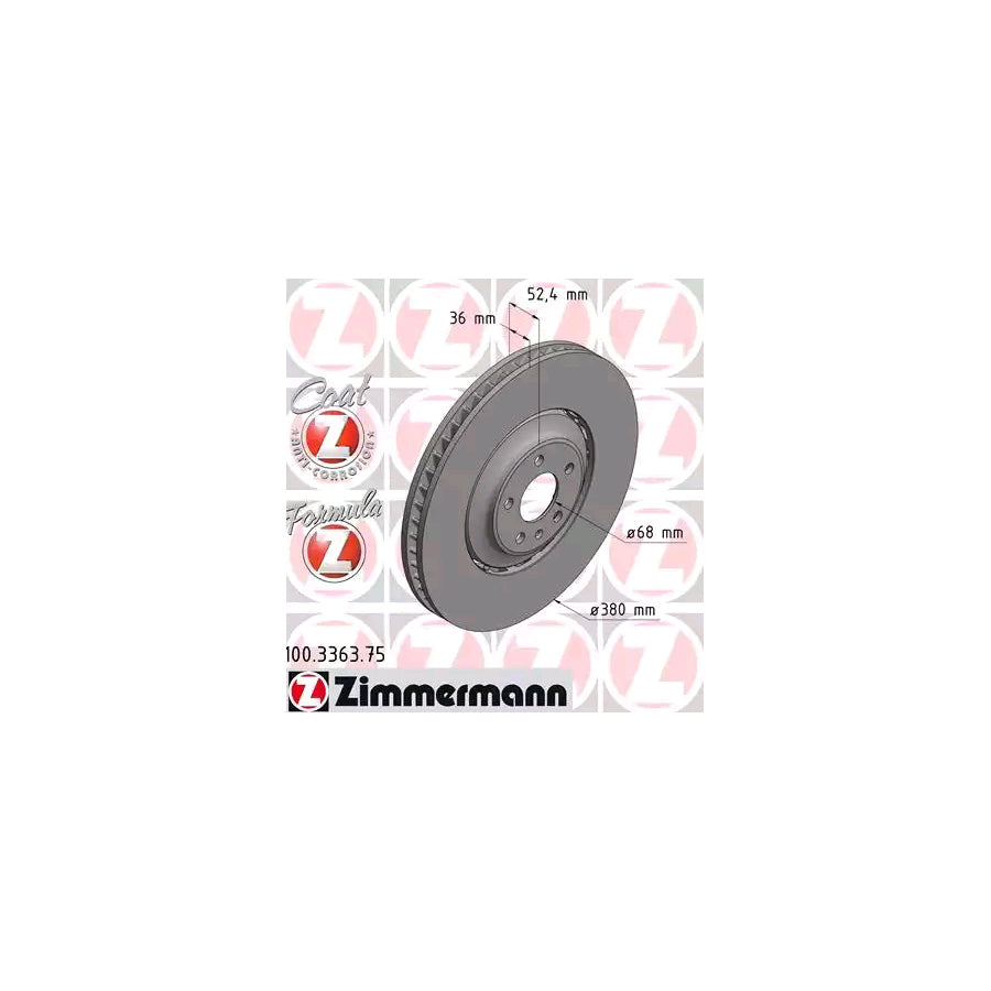 ZIMmERMANN FORMULA Z COAT Z 100 3363 75 Brake Disc Two piece brake disc Vented Coated Alloyed High carbon