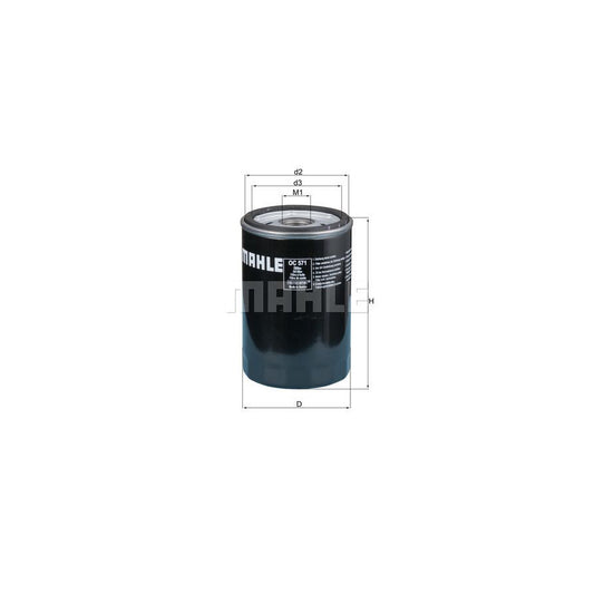 MAHLE ORIGINAL OC 571 Oil Filter Spin-on Filter, with one anti-return valve