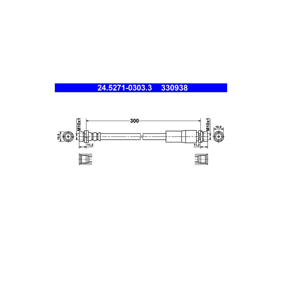 ATE 24 5271 0303 3 Brake Hose 300Mm