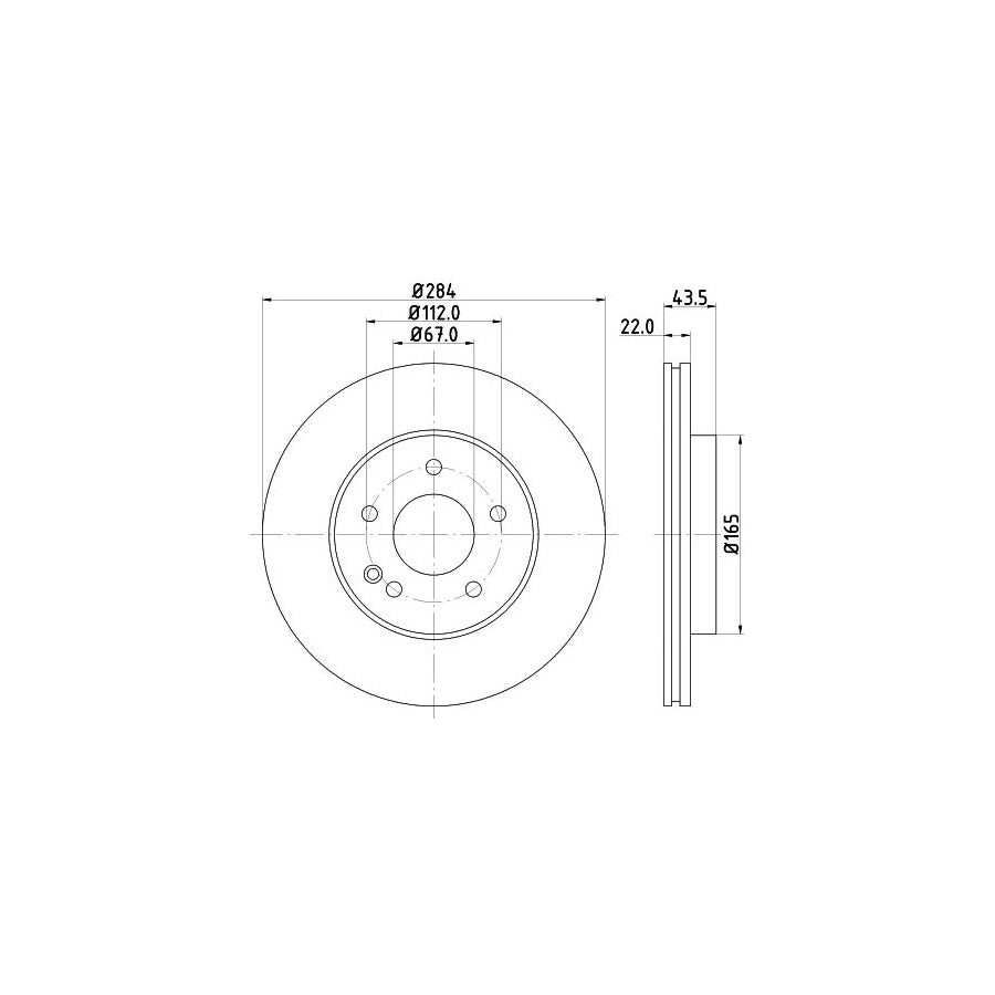 HELLA PRO High Carbon 8DD 355 127 121 Brake Disc suitable for MERCEDES BENZ C Class Internally Vented Coated High carbon without wheel hub without wheel studs