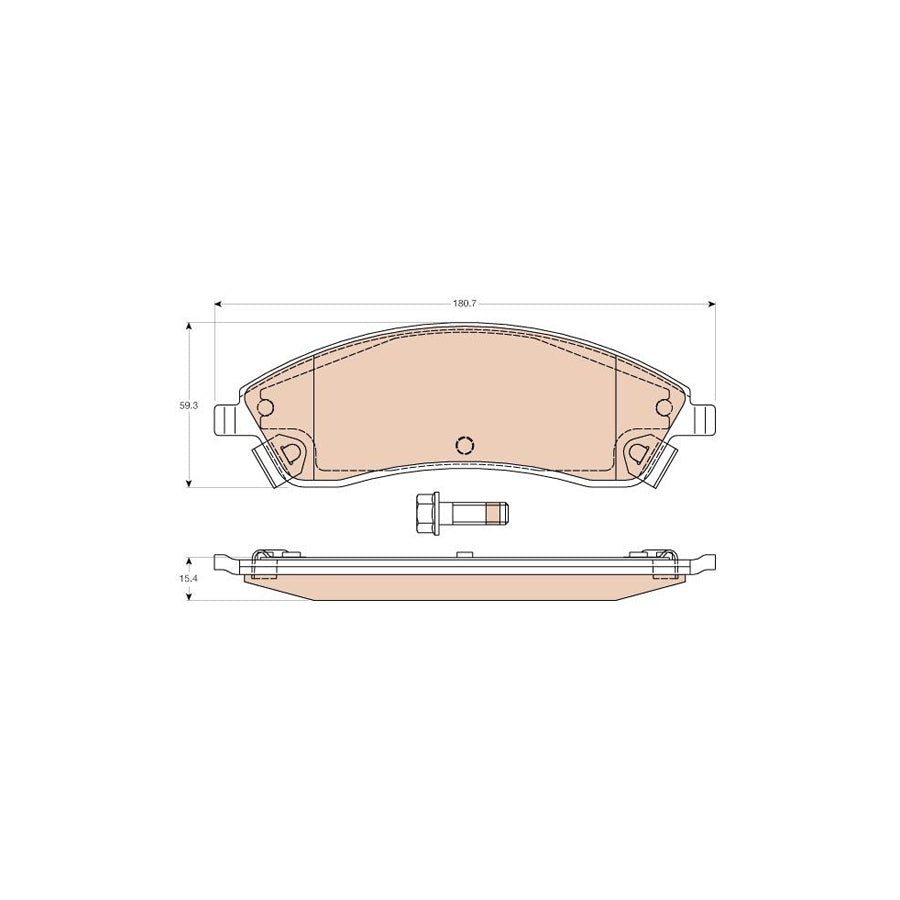 TRW Gdb4451 Brake Pad Set For Cadillac Srx Gmt265 With Acoustic Wear Warning With Brake Caliper Screws With Accessories