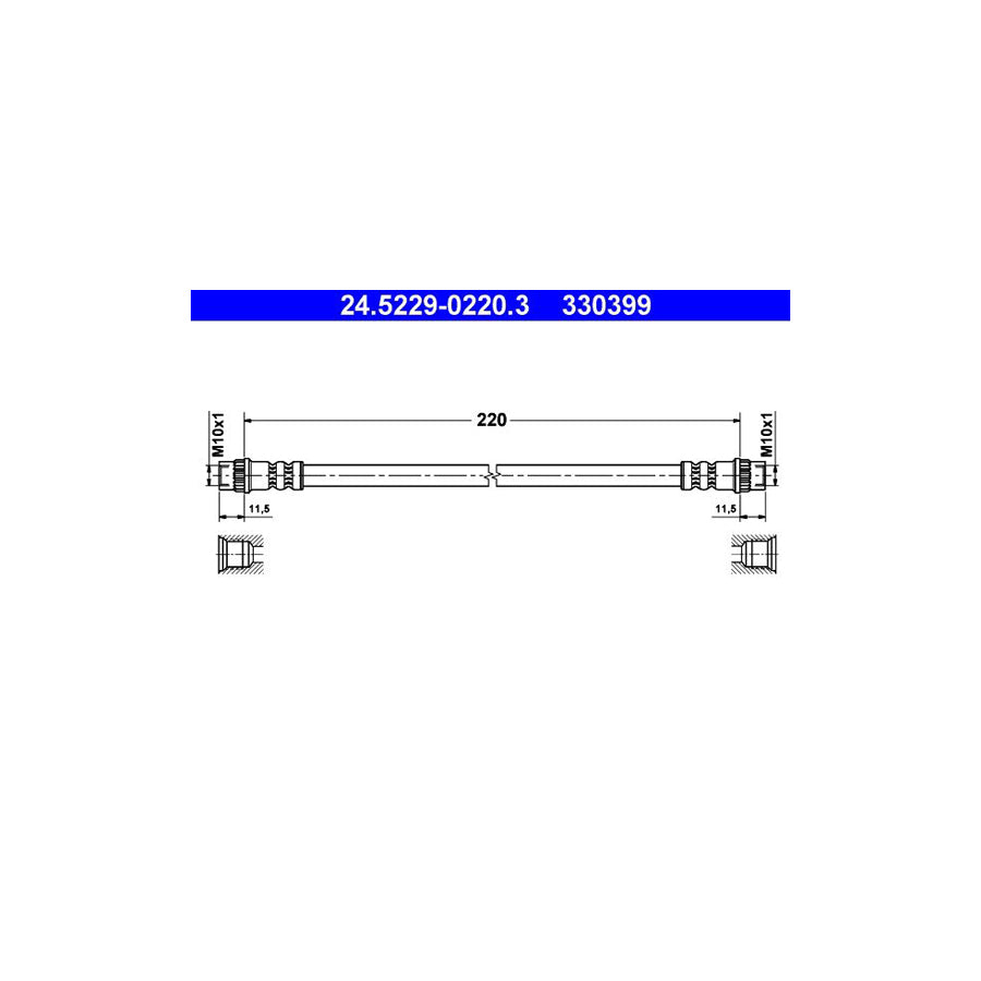 ATE 24 5229 0220 3 Brake Hose 220Mm