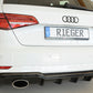 Rieger 00088183 Audi 8V Rear Diffuser for Sport Tailpipe Left & Right (A3 & S3) - Glossy Black