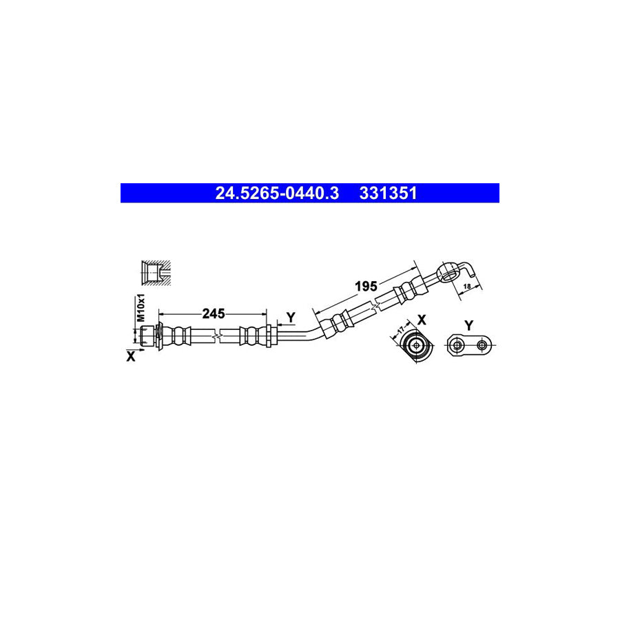 ATE 24 5265 0440 3 Brake Hose 440Mm M10X1 