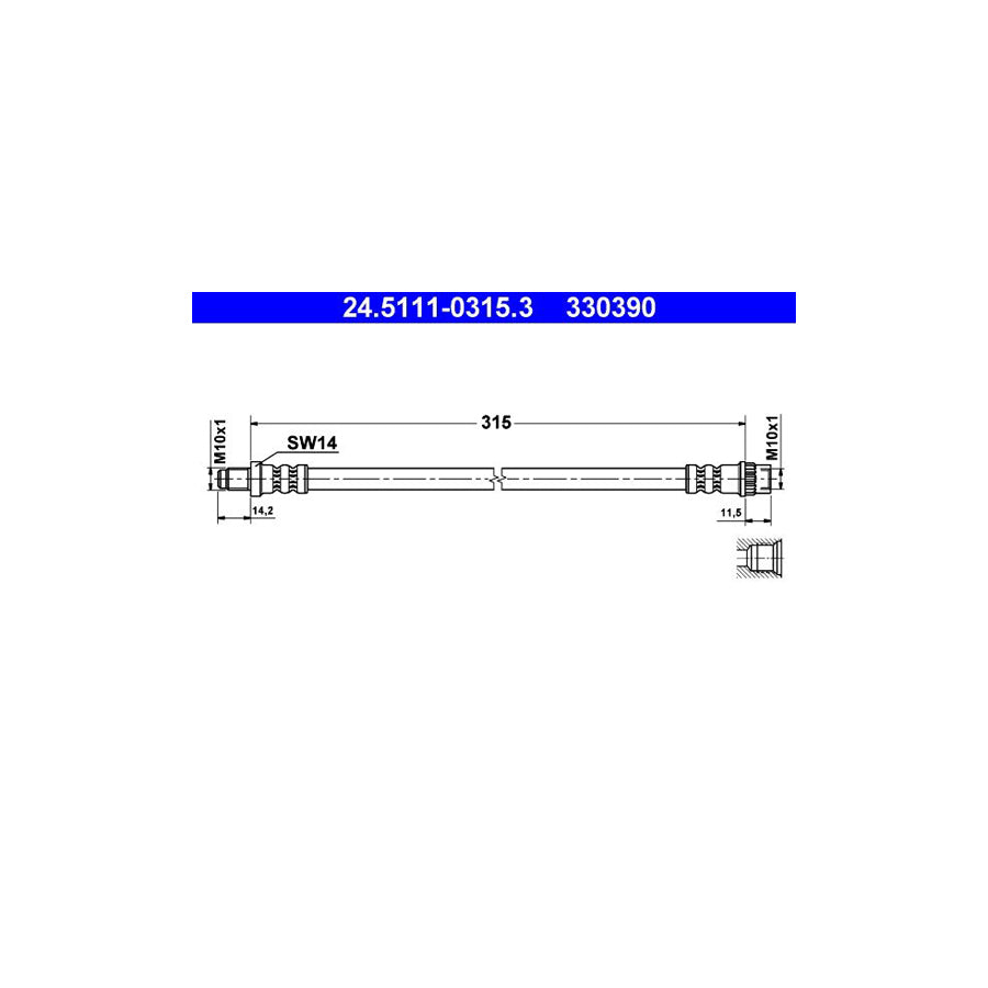 ATE 24 5111 0315 3 Brake Hose 315Mm M10X1 