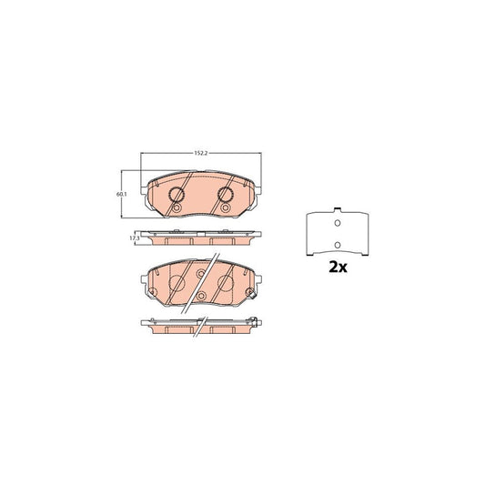 TRW Gdb2195 Brake Pad Set For Kia Sorento Iii Um With Acoustic Wear Warning With Accessories