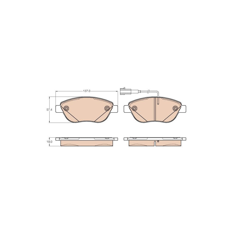 TRW Gdb2001 Brake Pad Set Incl Wear Warning Contact