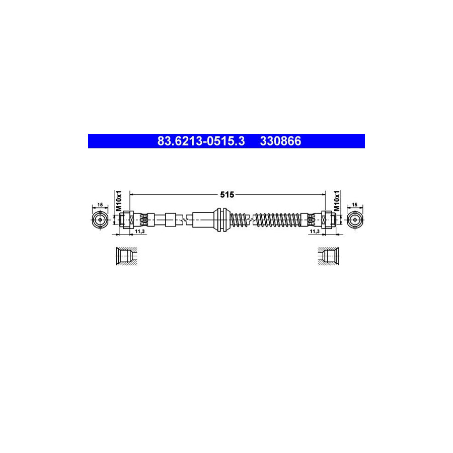 ATE 83 6213 0515 3 Brake Hose 515Mm