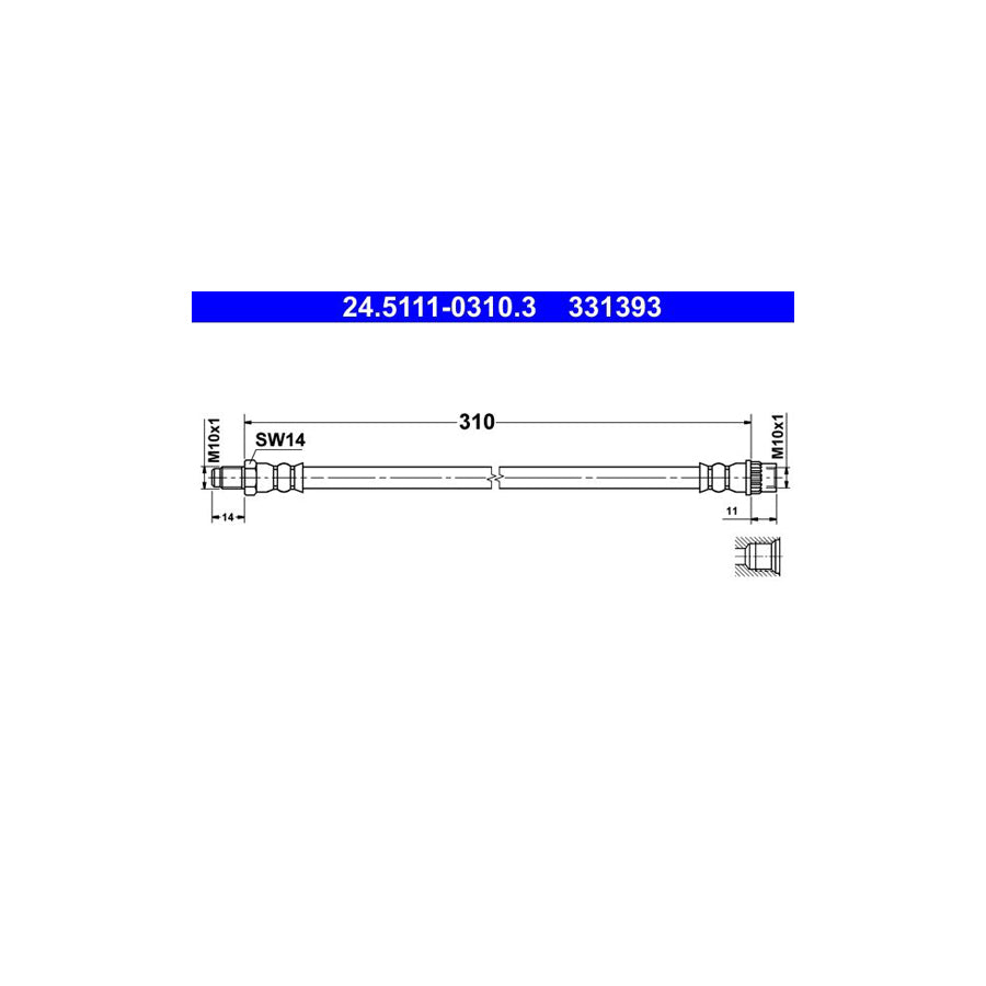 ATE 24 5111 0310 3 Brake Hose 310Mm M10X1 