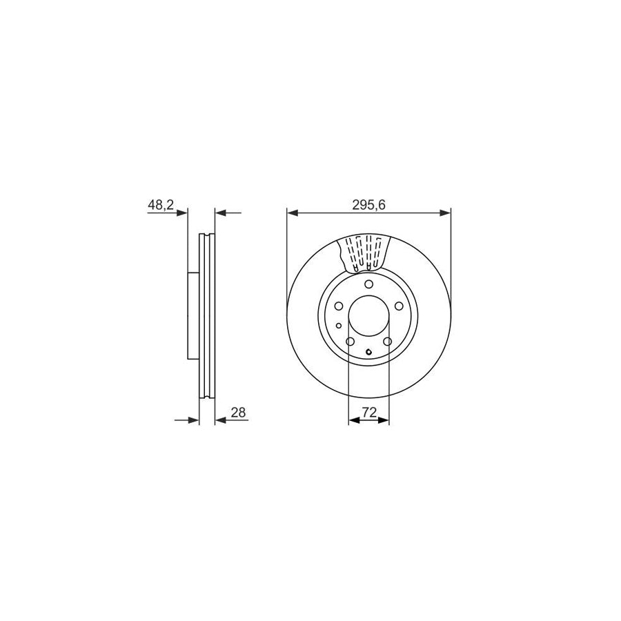BOSCH 0 986 479 758 Brake Disc for MAZDA CX 7 ER Vented Oiled