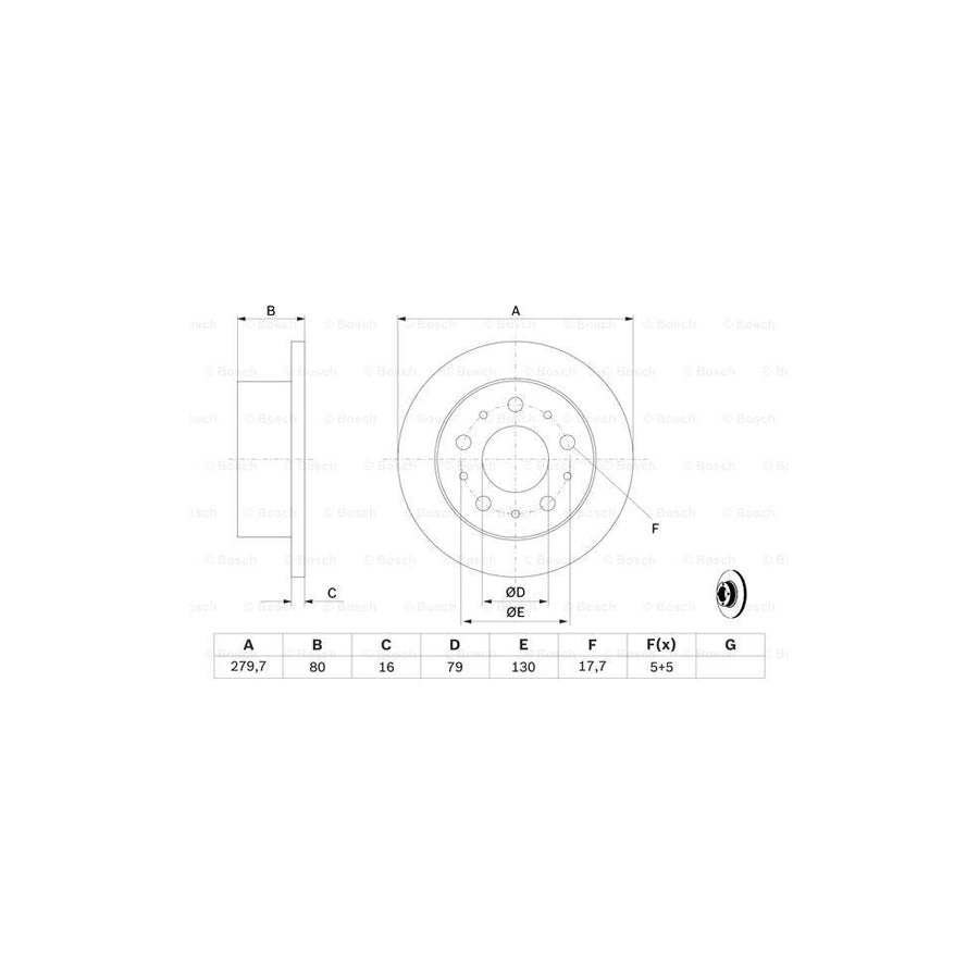 BOSCH 0 986 479 316 Brake Disc Solid Oiled