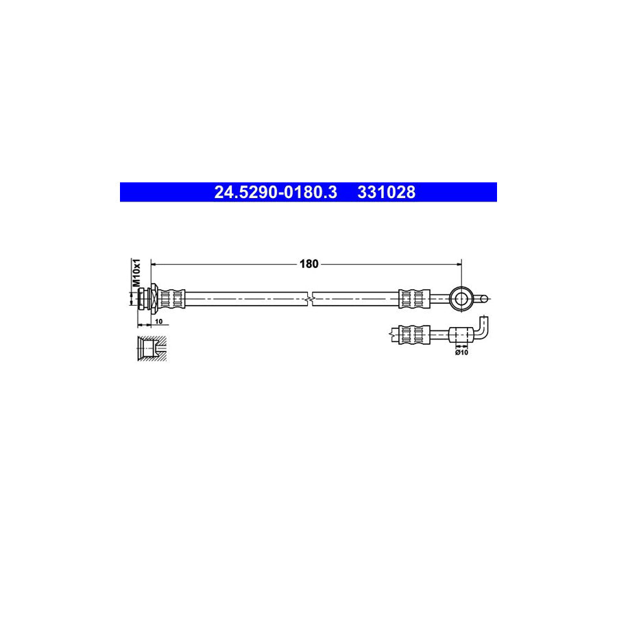 ATE 24 5290 0180 3 Brake Hose 180Mm M10X1 