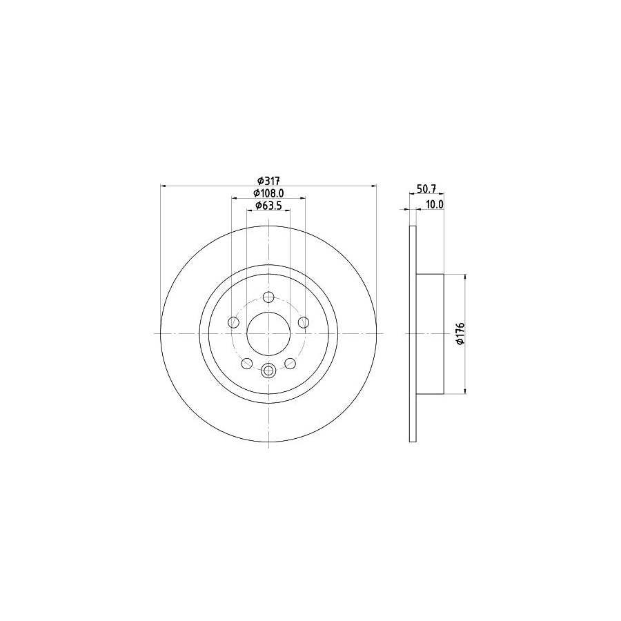 HELLA 8DD 355 131 851 Brake Disc for LAND ROVER RANGE ROVER EVOQUE Solid Coated High carbon without wheel hub without wheel studs