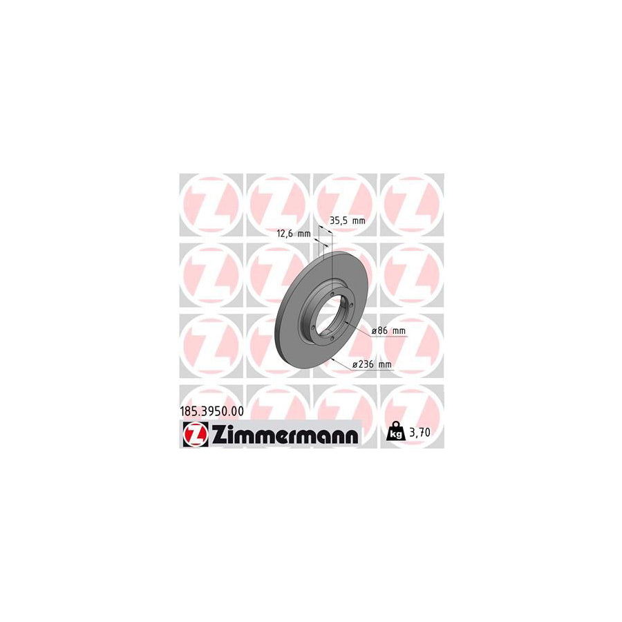 ZIMmERMANN 185 3950 00 Brake Disc Solid