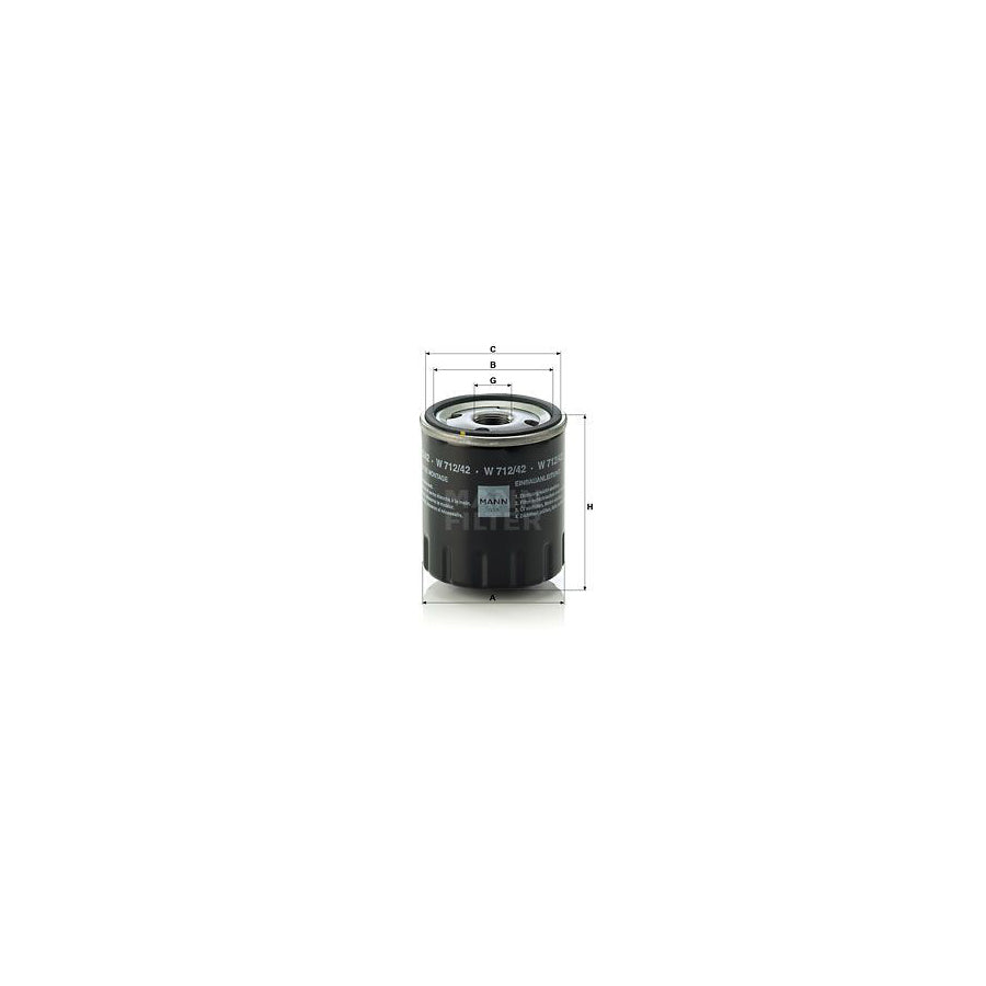 MANN-FILTER W 712/42 Oil Filter Spin-on Filter