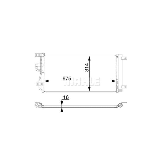 MAHLE ORIGINAL AC 66 000S Air conditioning condenser without gasket / seal, with dryer