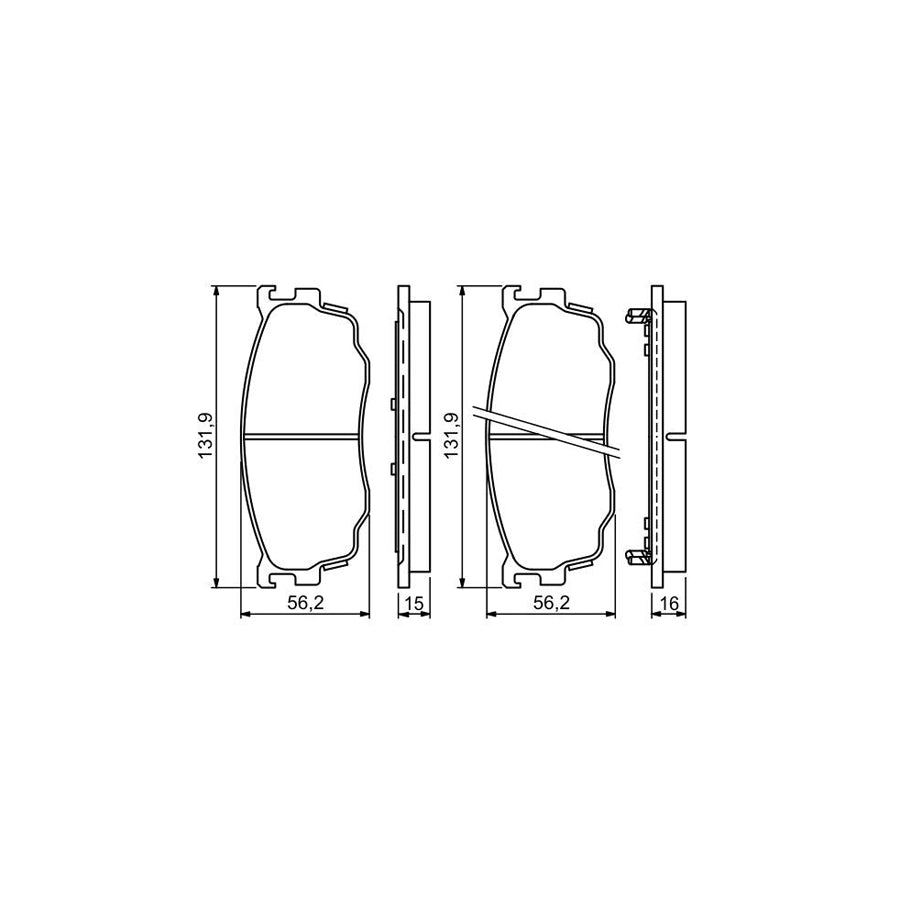 Bosch 0986494258 Brake Pad Set With Acoustic Wear Warning, With Anti-Squeak Plate