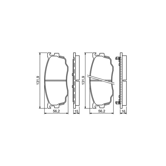 Bosch 0986494258 Brake Pad Set With Acoustic Wear Warning, With Anti-Squeak Plate
