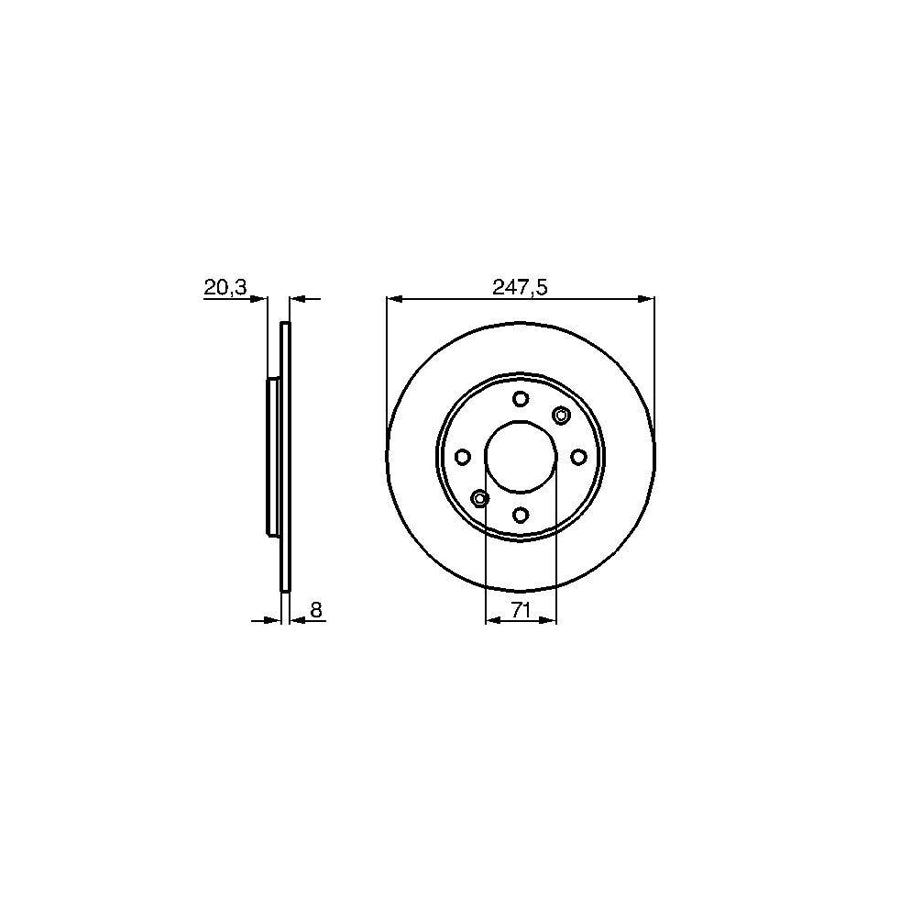 BOSCH 0 986 478 371 Brake Disc Solid Oiled
