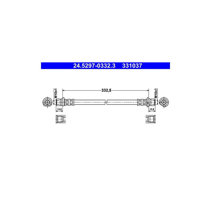 ATE 24 5297 0332 3 Brake Hose 332 5Mm
