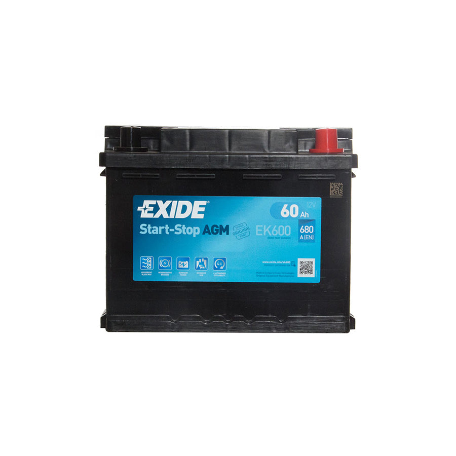 Exide AGM 027 EK600 Car Battery (60Ah) - 3 Year Guarantee