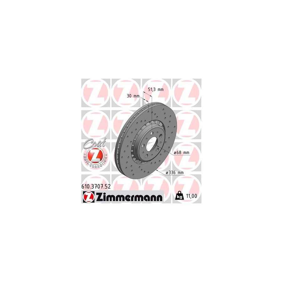ZIMmERMANN SPORT COAT Z 610 3707 52 Brake Disc for VOLVO XC90 I C 275 Externally Vented Perforated Coated
