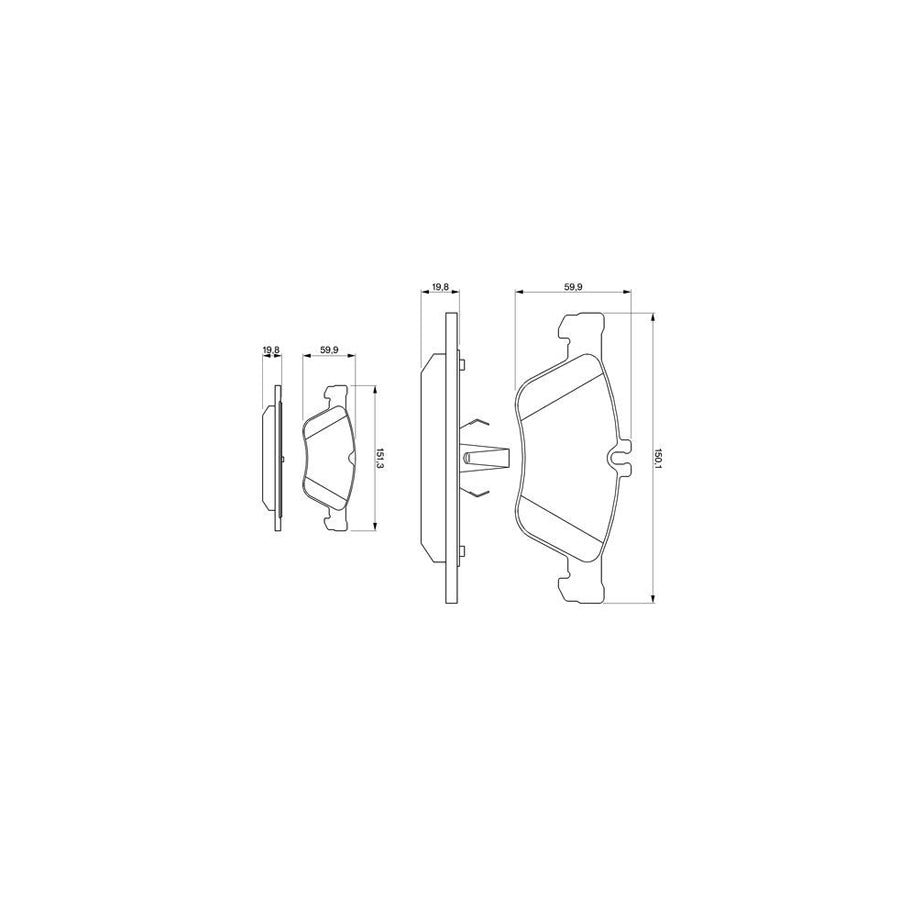 Bosch 0986424234 Brake Pad Set Excl Wear Warning Contact With Mounting Manual BP111