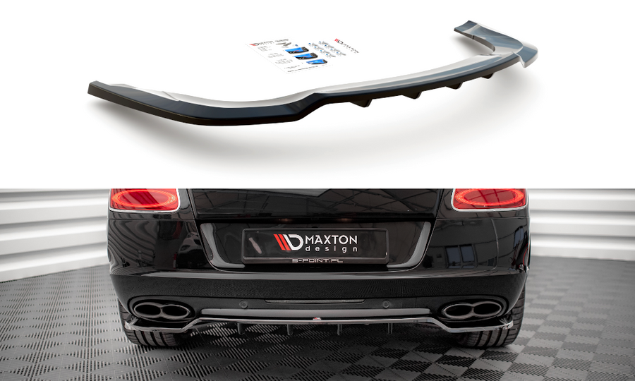 Maxton Design BE-CO-GT-1F-RD1T+RD2T Central Rear Splitter (with Vertical Bars) Bentley Continental GT V8 S MK2 | Duco Car Parts UK Car Parts