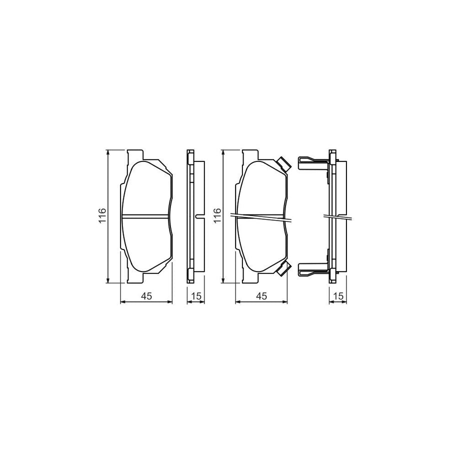 Bosch 0986490440 Brake Pad Set With Acoustic Wear Warning BP767