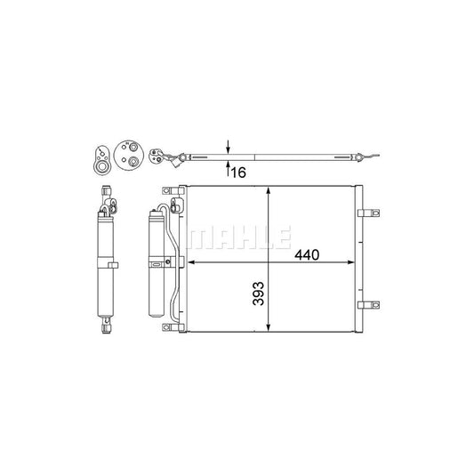 MAHLE ORIGINAL AC 443 000S Air conditioning condenser with dryer, with seal ring