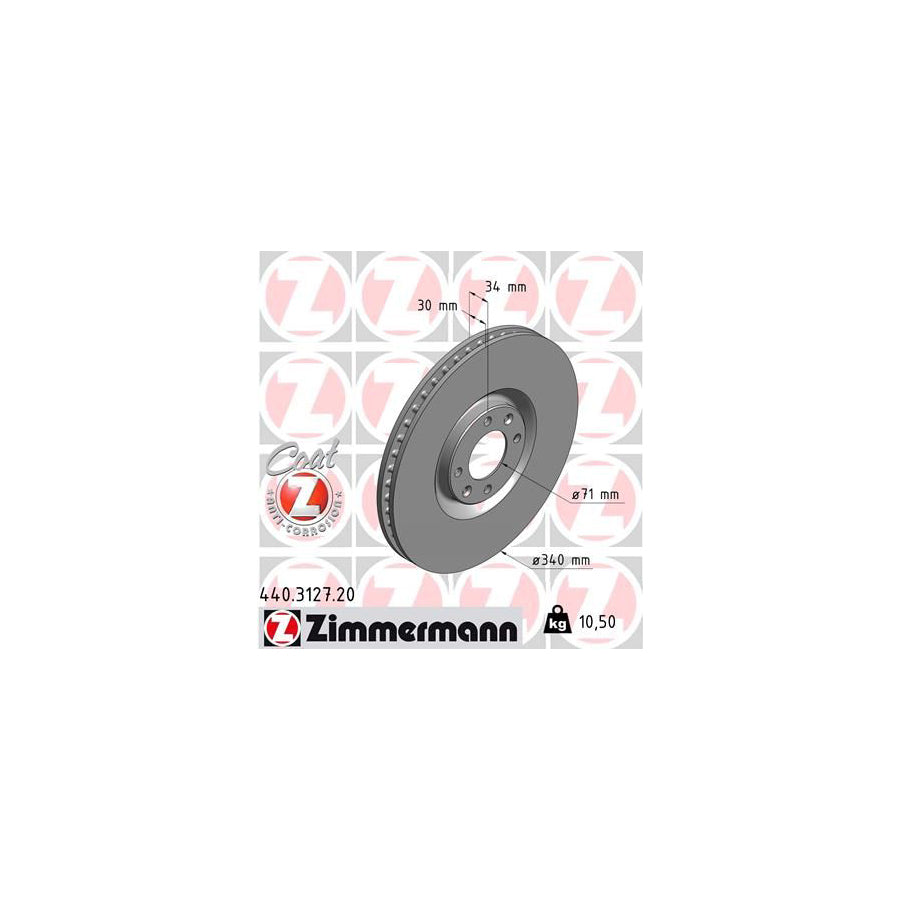ZIMmERMANN COAT Z 440 3127 20 Brake Disc Internally Vented Coated