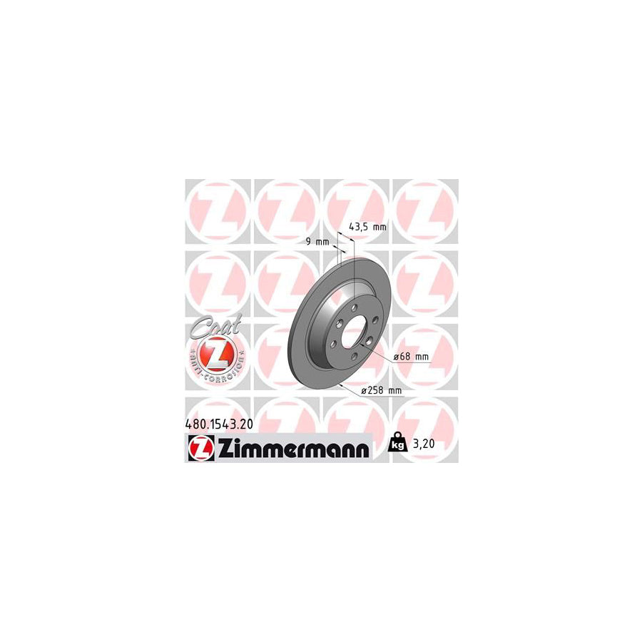 ZIMmERMANN COAT Z 480 1543 20 Brake Disc Solid Coated