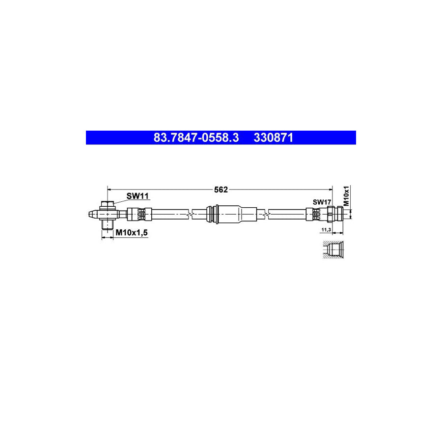 ATE 83 7847 0558 3 Brake Hose 562Mm M10X1 