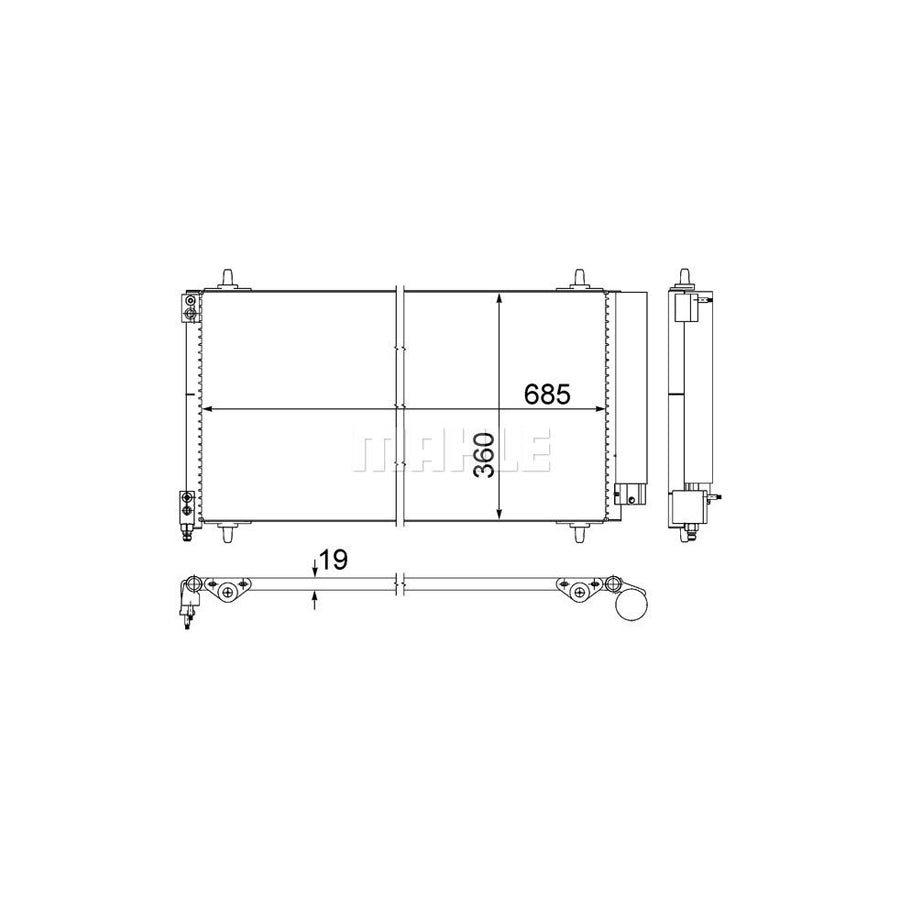 MAHLE ORIGINAL AC 592 000S Air conditioning condenser with dryer, with seal ring