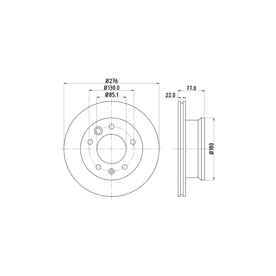 HELLA PRO High Carbon 8DD 355 128 251 Brake Disc Internally Vented Coated High carbon without wheel hub without wheel studs