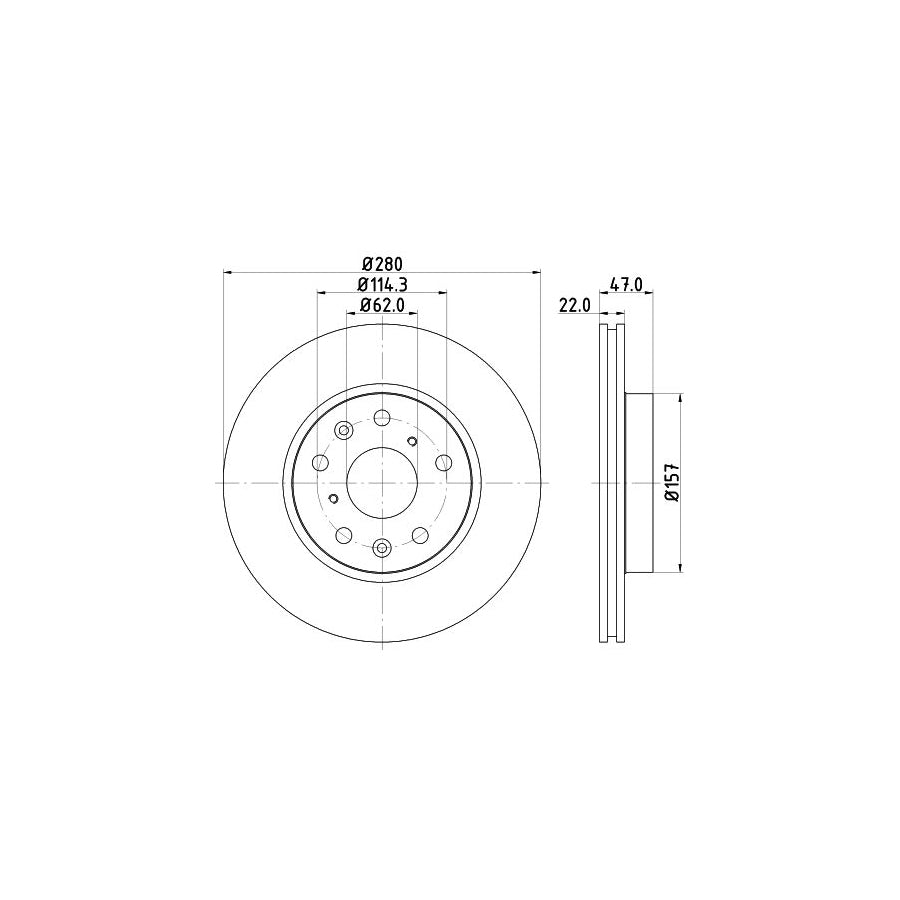 HELLA 8DD 355 113 631 Brake Disc Internally Vented without wheel hub without wheel studs