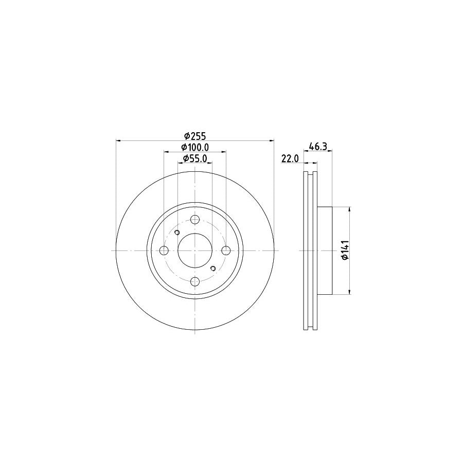 HELLA 8DD 355 113 581 Brake Disc Internally Vented without wheel hub without wheel studs