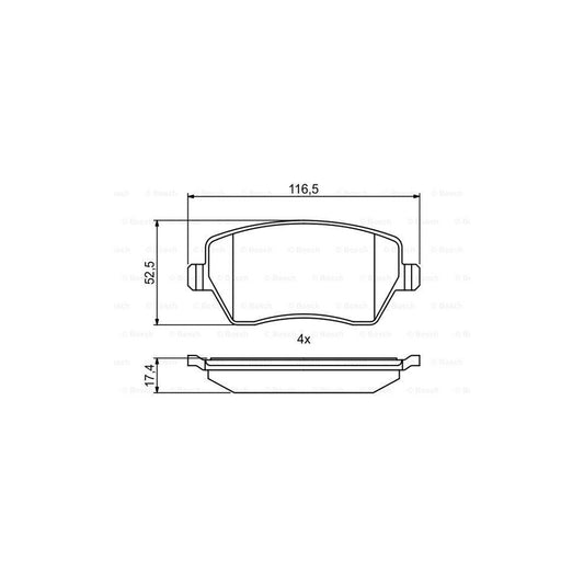 Bosch 0986494856 Brake Pad Set With Anti Squeak Plate BP2030