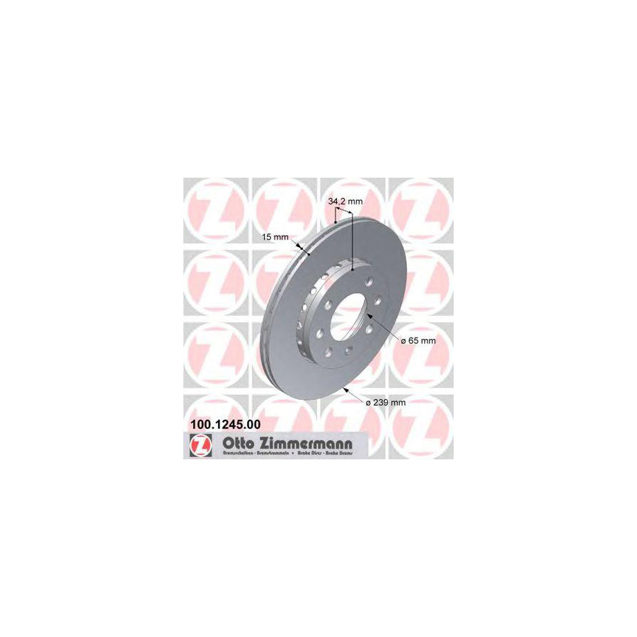 ZIMmERMANN 100 1245 00 Brake Disc Externally Vented Alloyed High carbon