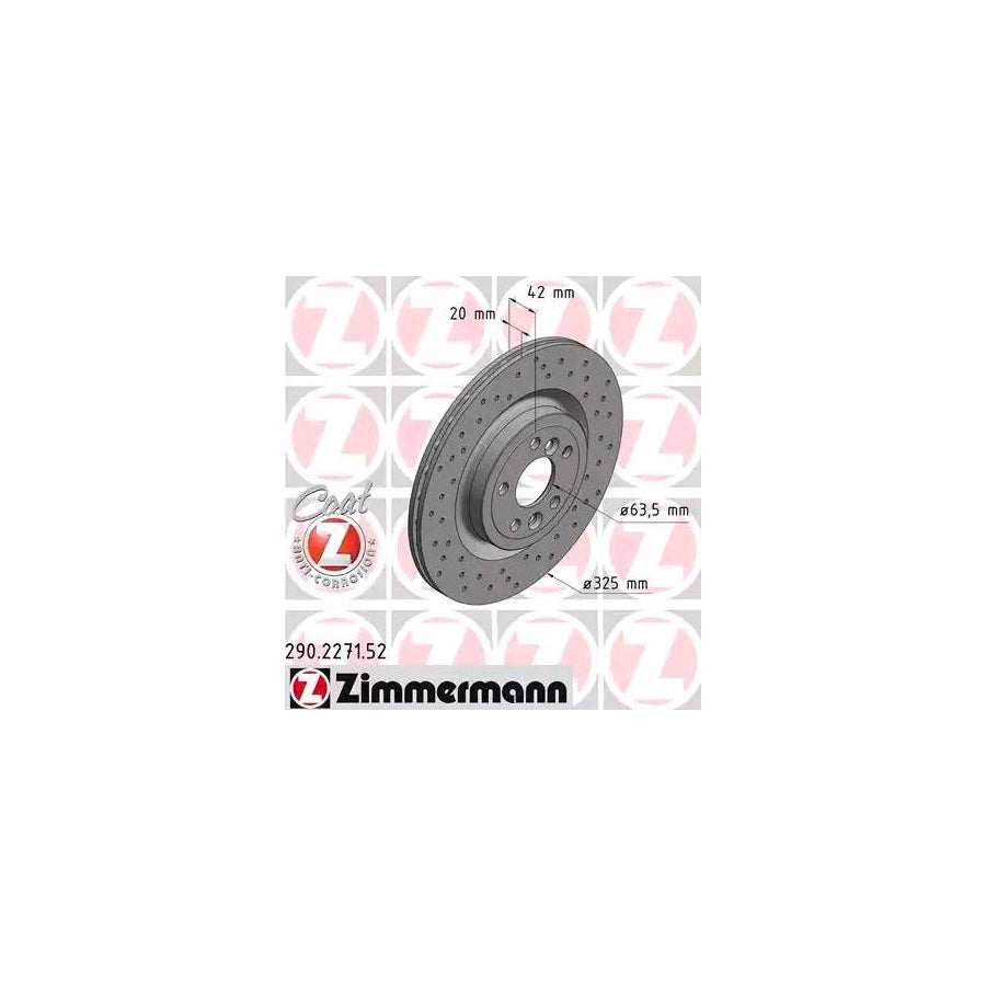 ZIMmERMANN SPORT COAT Z 290 2271 52 Brake Disc Internally Vented Perforated Coated