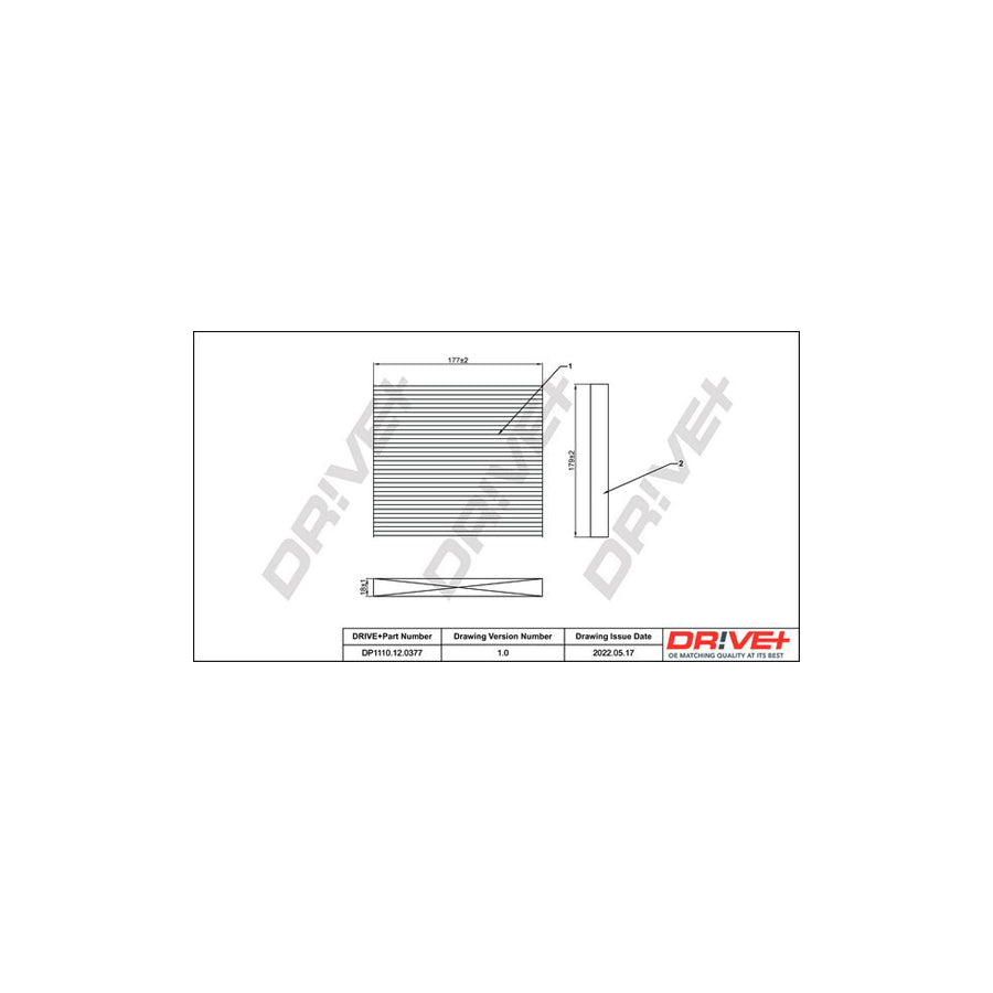 Dr!Ve+ Dp1110.12.0377 Pollen Filter For Mitsubishi Mirage / Space Star Hatchback (A0_A) | Duco Car Parts UK Car Parts