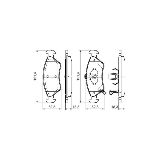 Bosch 0986424725 Brake Pad Set For Kia Clarus With Acoustic Wear Warning With Anti Squeak Plate With Mounting Manual BP436