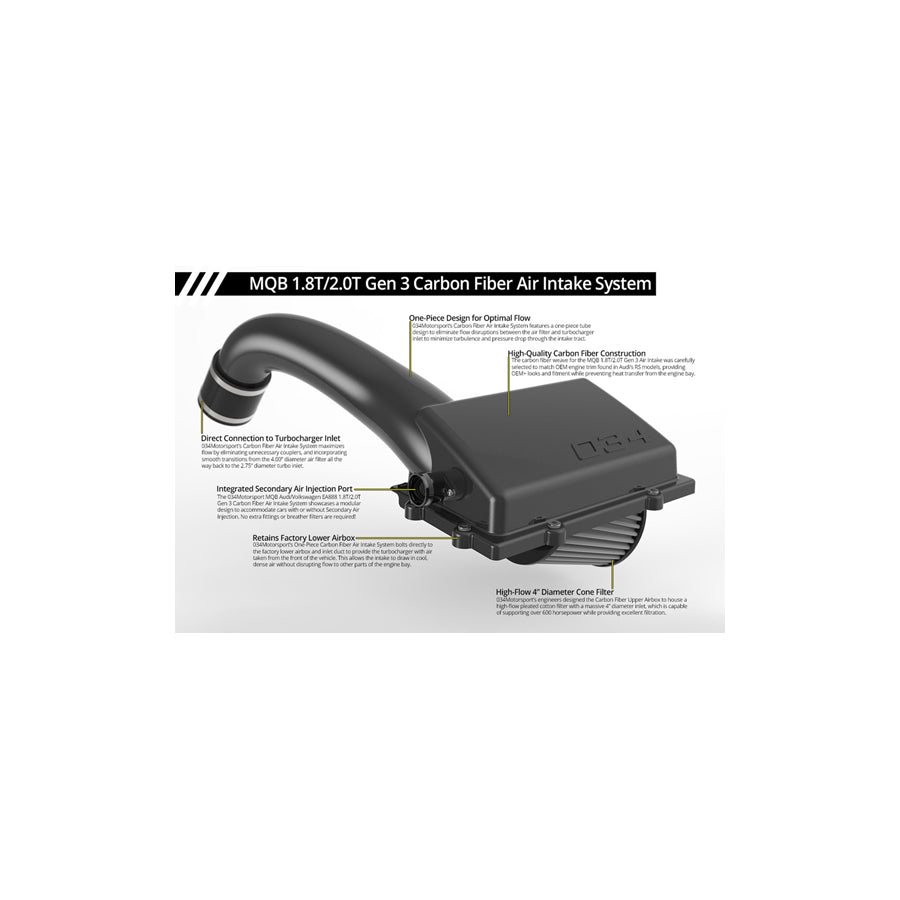 034Motorsport Audi VW X34 Carbon Fiber MQB Open-Top Cold Air Intake (8V A3/TT & MKVII Golf/GTI/R, 1.8T/2.0T Gen 3)