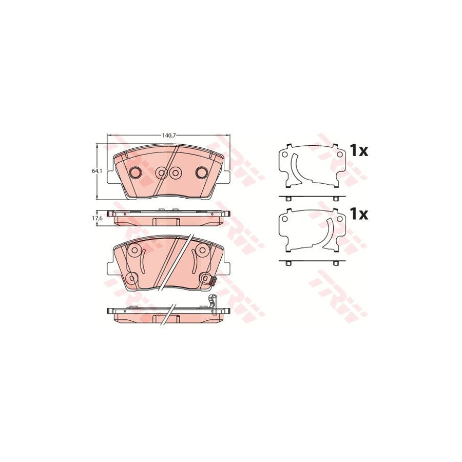 TRW Gdb2253 Brake Pad Set For Kia Stinger With Acoustic Wear Warning With Accessories